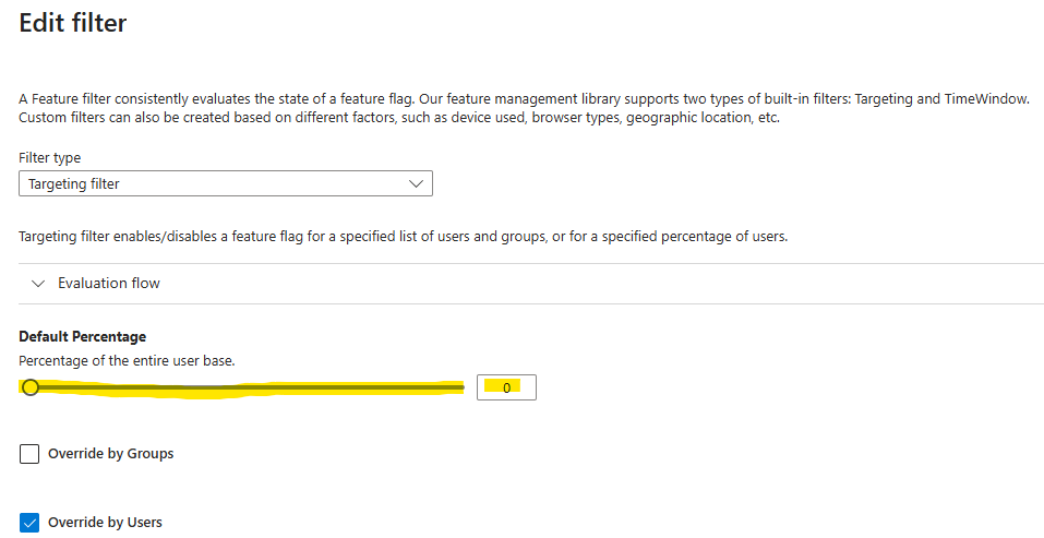 Default Percentage Slider for Targeted Filter